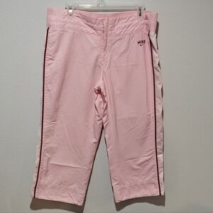Y2K Nike Cropped Pants Size Large Pastel Pink Vintage Lightweight Capris